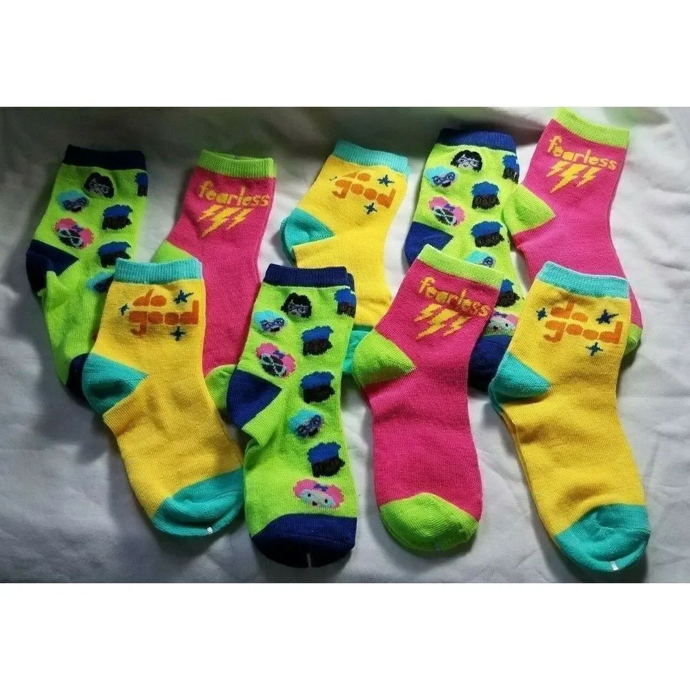 142 Girls Socks by Bullseye's Playground Size 7-8.5 (9 Pairs 3 Designs)